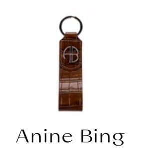 Anine Bing Brown Croc-Embossed Key ring new in original box